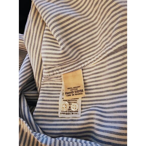 L.L. Bean Shirt Blue Striped Button Down Classic Oxford 100% Organic Cotton XL - Picture 10 of 11